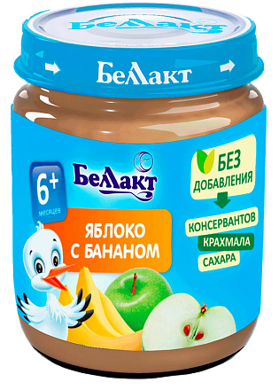 Фруктовое детское пюре «Беллакт». Яблоко - банан