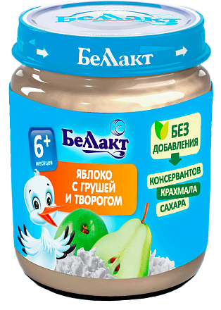 Фруктовое детское пюре «Беллакт». Яблоко - груша творог
