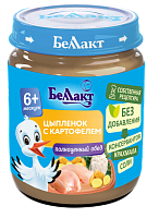 Мясное детское пюре с овощами "Беллакт". Цыпленок с картофелем